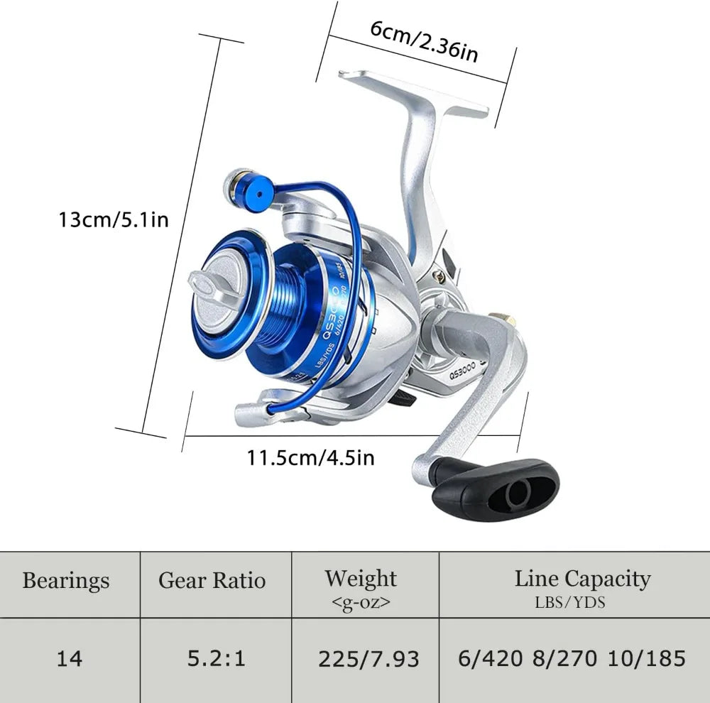 6.9ft Telescopic Fishing Rod & Reel Combo Set, 2Pcs Carbon Fiber Poles with Spinning Reels, Travel Fishing Kit with Tackle Box