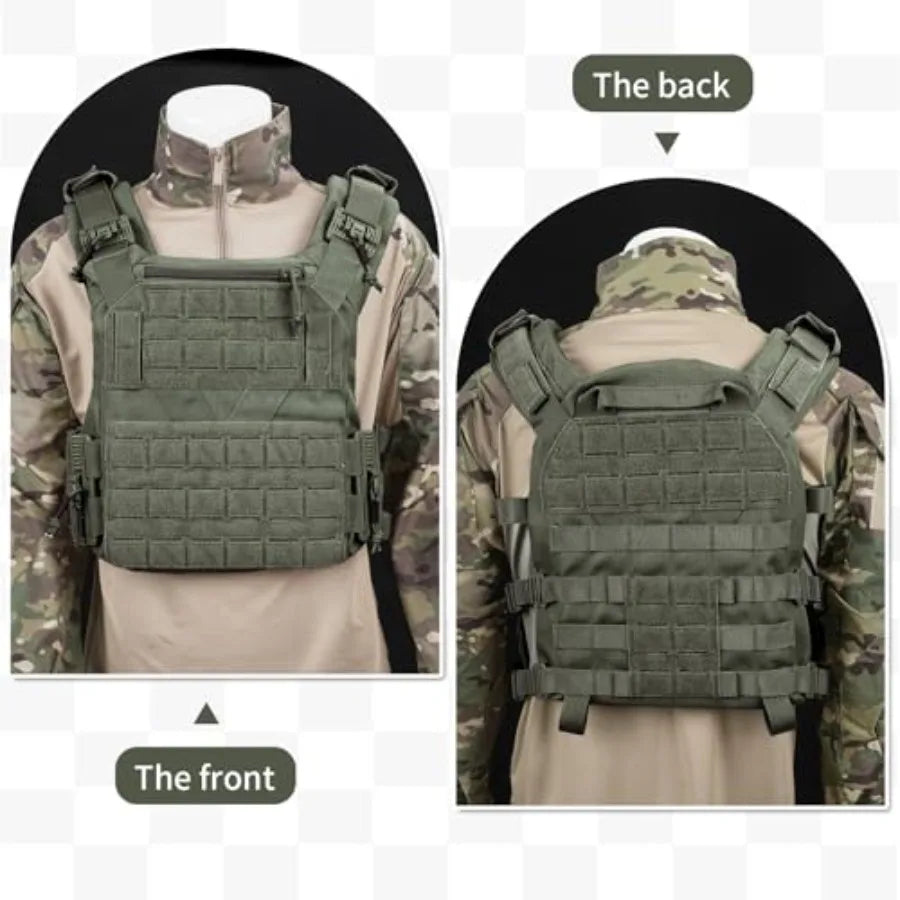 Tactical Vest Quick Release Outdoor Weighted Vest Adjustable 3D Breathable Modular Vest for Training