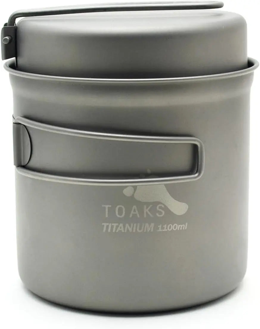 Titanium 1100ml Pot with Pan, Ultralight Camping Cookware for Backpacking, Nesting Set