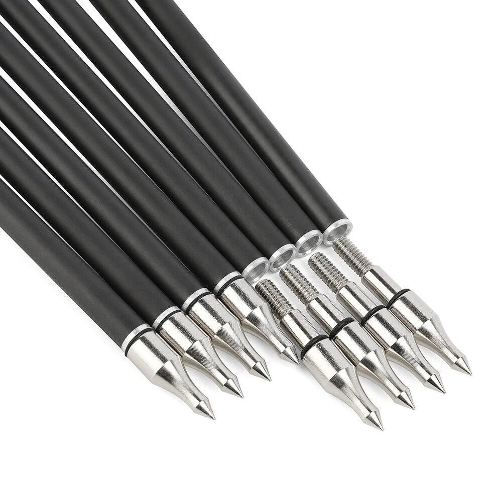 Carbon Arrows 12pcs 31 Inch Spine 340-600 Pure Carbon Shaft with 5 Inch Feathers for Compound Recurve Bow Outdoor Hunting
