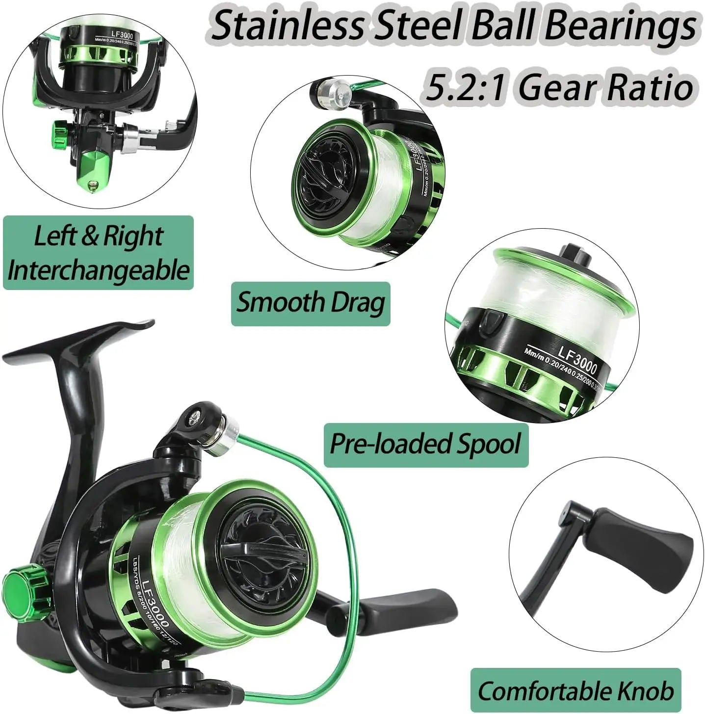 2-Piece Telescopic Fishing Rod & Reel Combo with Pliers, Lip Gripper & Carrier Bag, Pre-Loaded Spinning Reels, 6.9ft Each