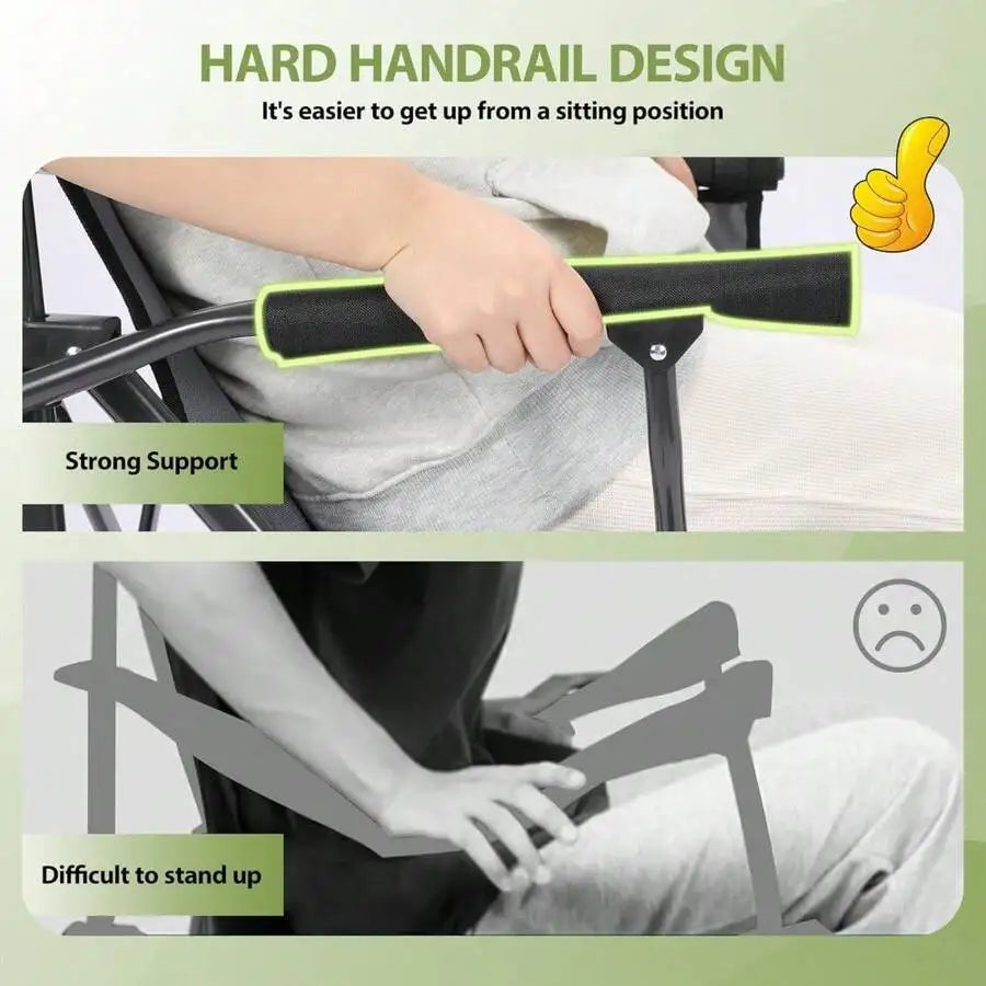 Heavy Duty Folding Camping Chair For Adults With High Back Cup Holder Steel Frame Portable Outdoor Lawn Chair