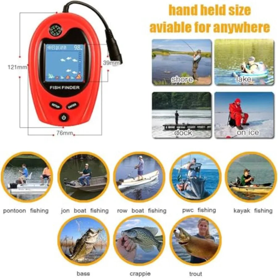 Sonar Portable Fish Finder Transducer Wired Water Depth Finders Boat Kayak Transducer Fish Finder Handheld Fishing Gifts for Me