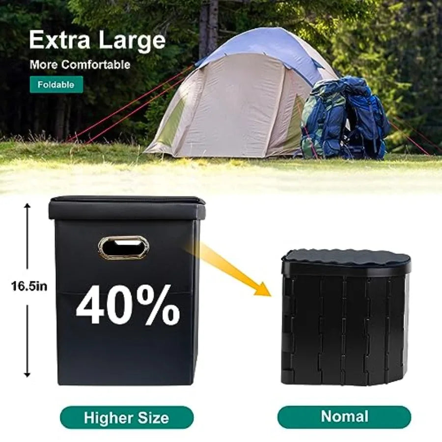 Upgrade XL Portable Toilet for Adults Extra Large Portable Travel Floding Toilet Camping Tall Toilets with Lid for Adults and C