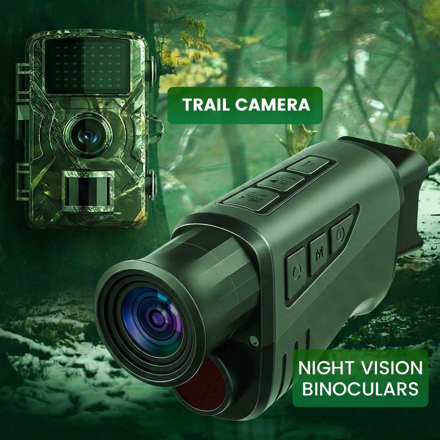 A set of hunting camera and night vision device, 16 megapixel hunting camera, high-definition night vision device, essential outdoor hunting set, high-definition monocular night vision device