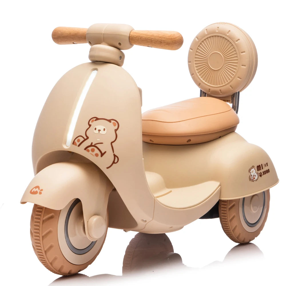 12V Kids Ride On Electric Motorcycle,Toddler Scooter W/Parents Control,Three-Wheel Stable Design,Special Wooden Handle,Smoother Output and Slow Start&Stop,More Suitable For 1-3 Years BABY's First Toy.