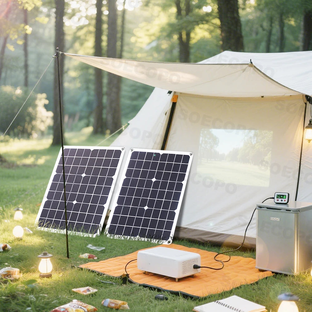 SOECOPO 1000W Portable Solar Panel Kit - 2*18V Photovoltaic Panels for Camping. Includes Free 100A Controller & USB 5V Charging.