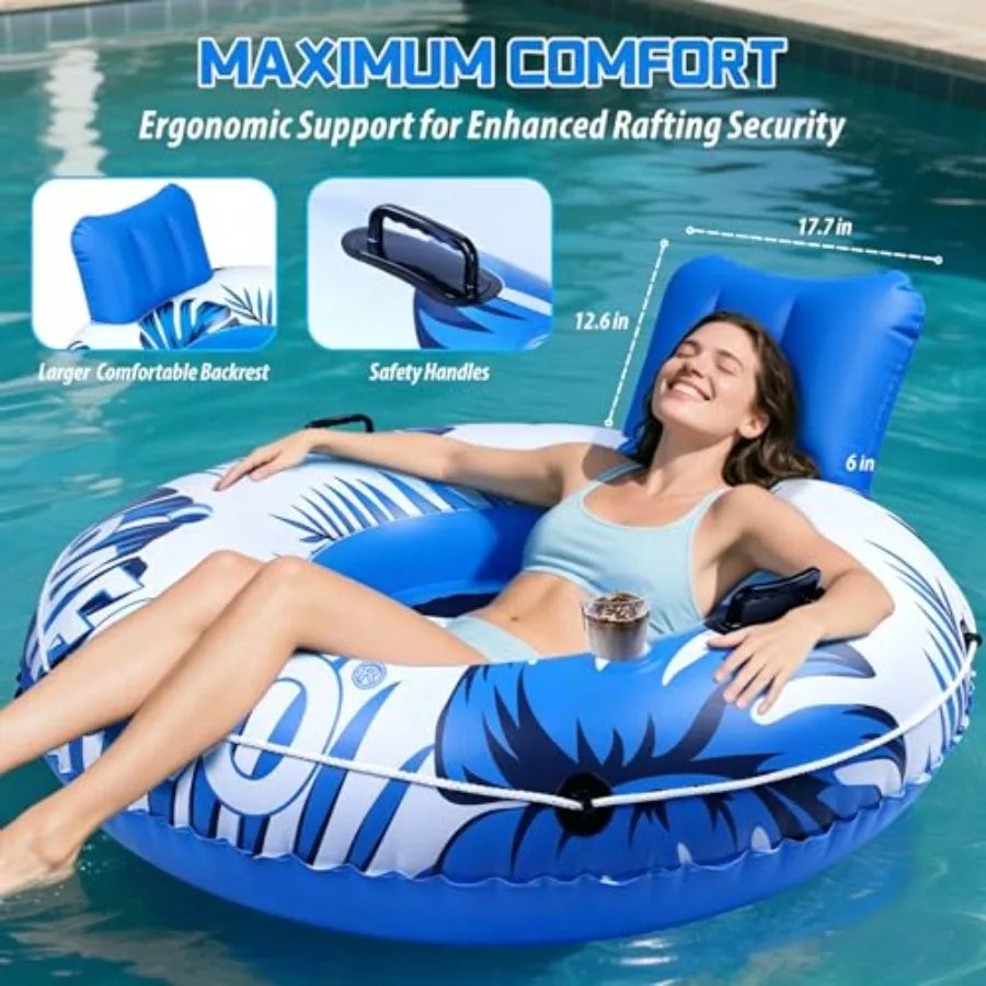 Inflatable River Tube Float, 53''Pool Float Adult, River Tubes for Floating Heavy Duty with Mesh Bottom, Water Tubes for Beach