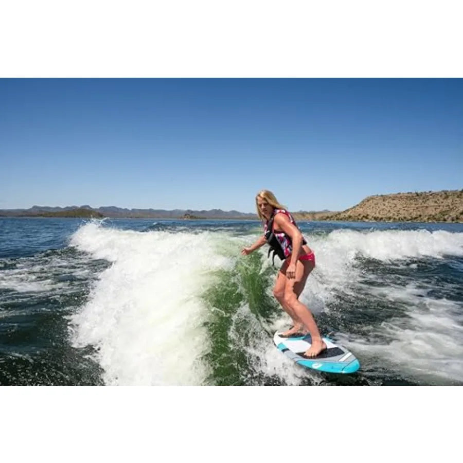 PFISH Wakesurf Board for wakesurfing, polyethylene construction, blue and white, lightweight and durable skim-style design