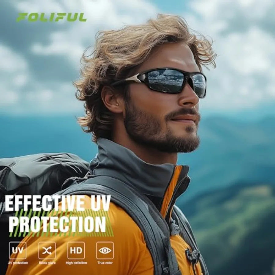 3 Pack Polarized Sports Sunglasses for Men, Mens Sunglasses Wrap Around UV Protection for Cycling Fishing Driving