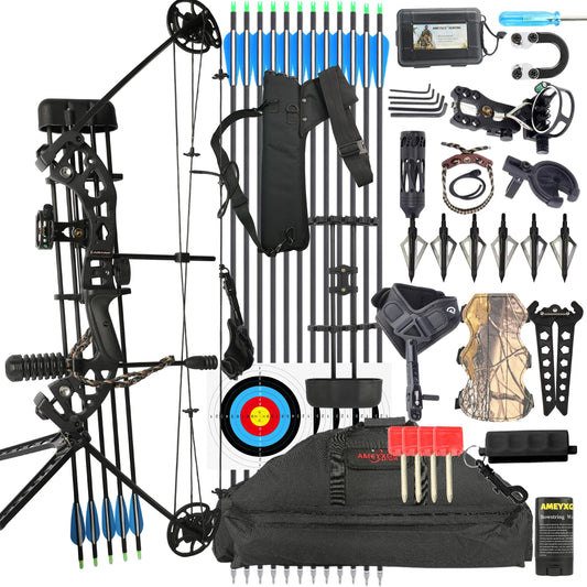 Dual Use Compound Bow Set RH 40-70Lbs Adjustable Draw Weight Aluminum Riser Complete Kit for Target Shooting Practice