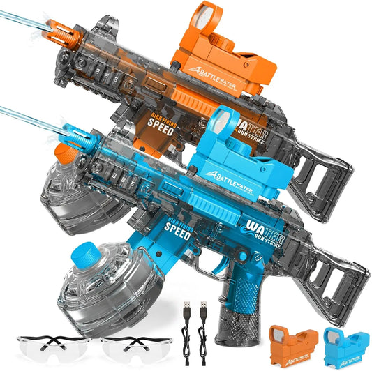 2 Pack Electric Water Guns, Automatic Squirt Up To 33 FT Long Range, High Capacity Powerful Blaster for Summer Outdoor Fun
