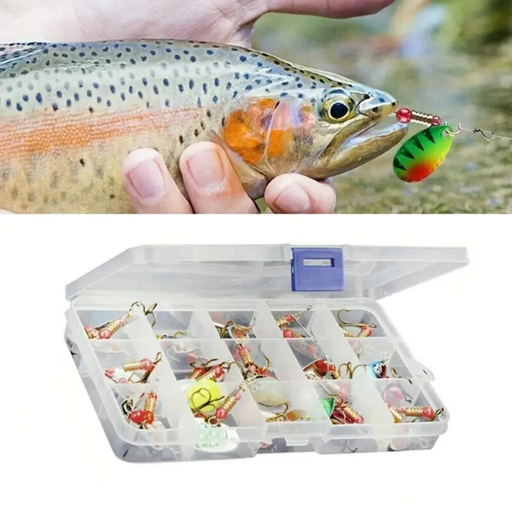 30pcs Metal Spoon Spinner Fishing Lure with Treble Hook Fishing Wobblers Artificial Bait for Freshwater and Saltwater