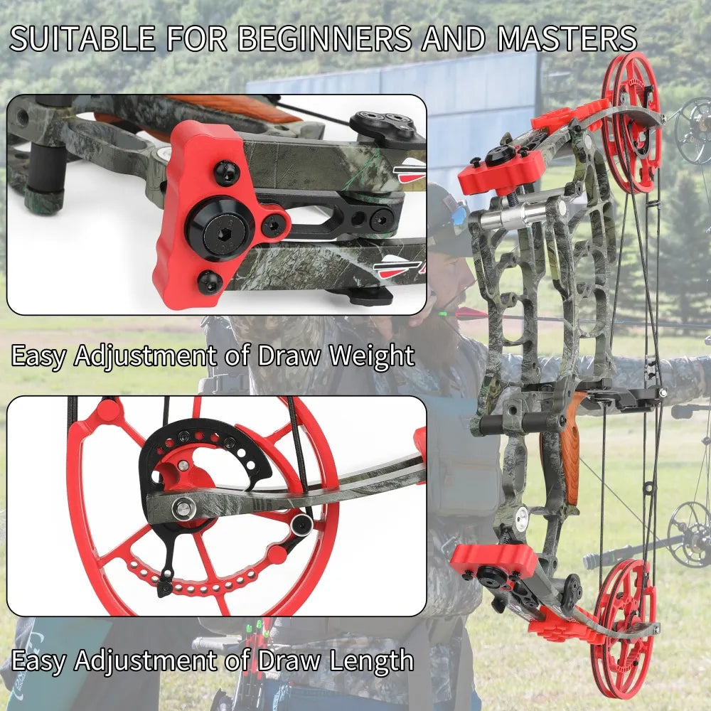 30-60lbs Archery Compound Dual-use Bow Right Hand 19" Axle Hunting Steel Ball 420FPS Let off 80%  Car Outdoor Target Shooting