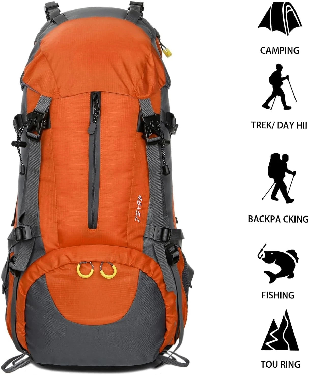 50L Expandable Hiking Backpack With Detachable Rain Cover Lightweight 45L+5L Storage Ergonomic Daypack For Trekking Mountaineering Camping Climbing Fishing Backpacking Outdoor Adventure Travel For Men Women