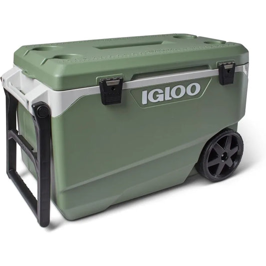90 QT Maxcold Lattitude Cooler, Insulated Cooler Chest with Wheels, Leak-Proof Outdoor Cooler, 134 Can Capacity