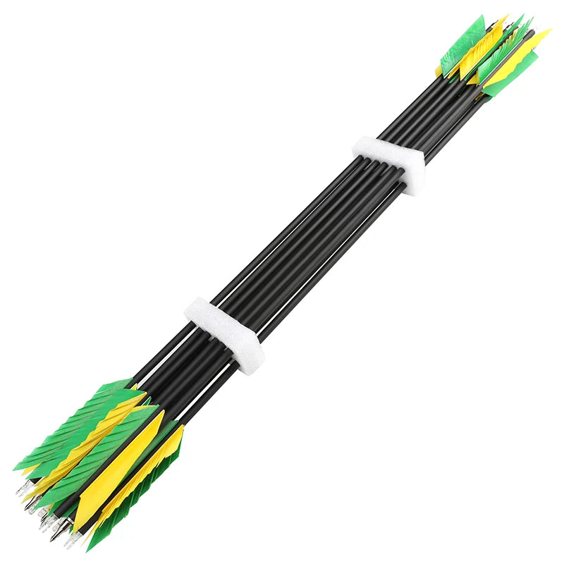 Mixed Carbon Arrows 12pcs 31.5inch Spine 500 OD7.8mm ID6.2mm with Turkey Feathers for Compound Recurve Bow Hunting Shooting Accessories