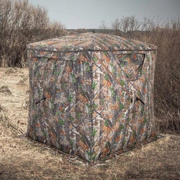 2-3 Person Hunting Blind Portable Pop Up Camouflage Ground Tent W/Storage Pocket