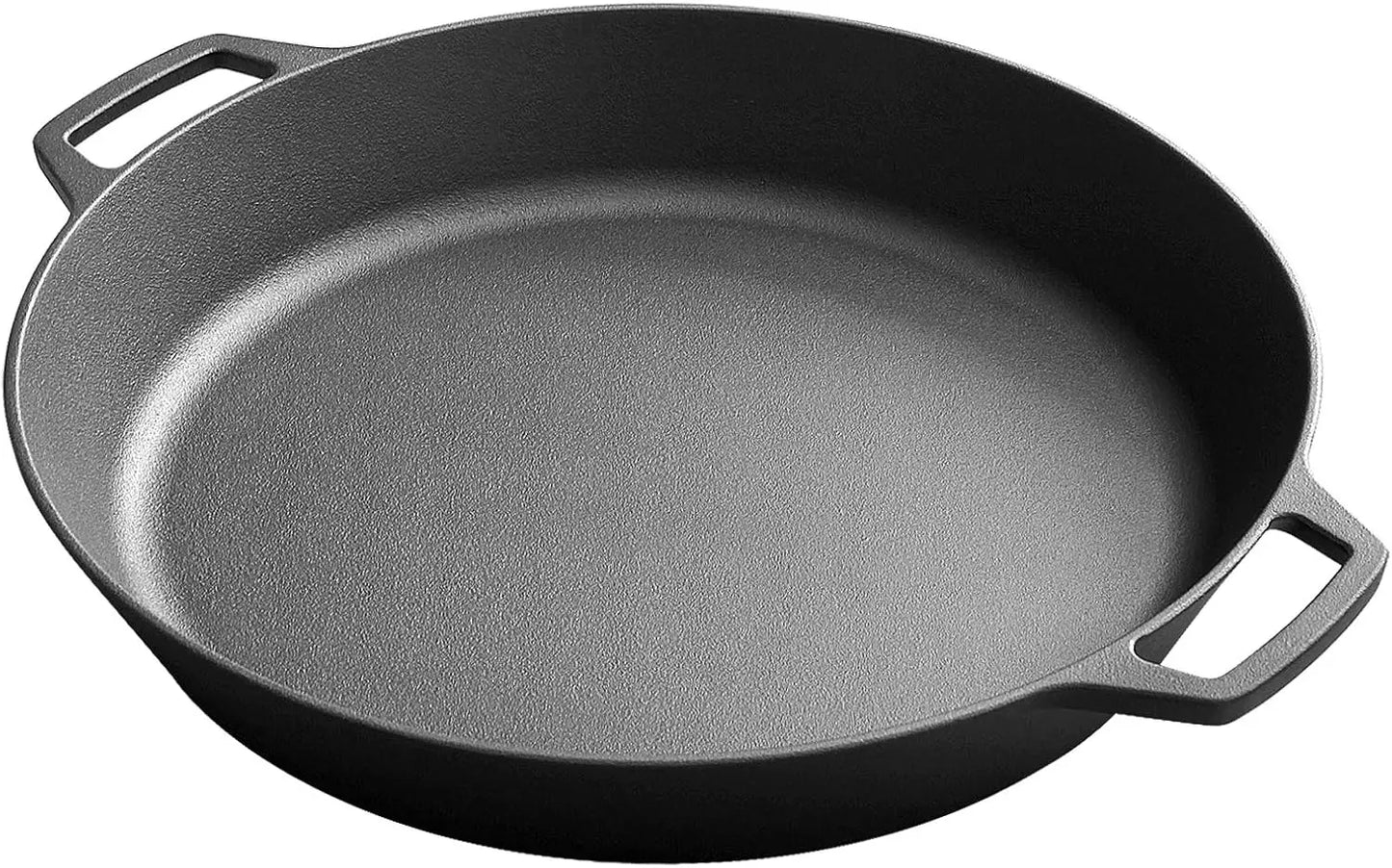 17 Inch Pre-Seasoned Cast Iron Skillet, Dual Handle Outdoor Camping Frying Pan, Pizza Pan, Use for Grill, Stovetop, Induction, Oven Safe Cookware