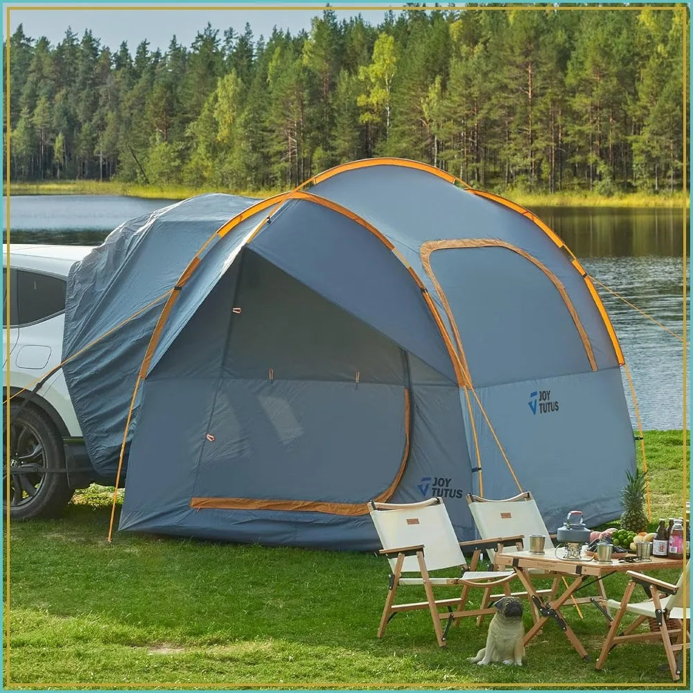 SUV Tent for Camping with Rainfly, Double Door Design, Aluminum Poles, Waterproof PU2000mm, Orange, 4-8 Person