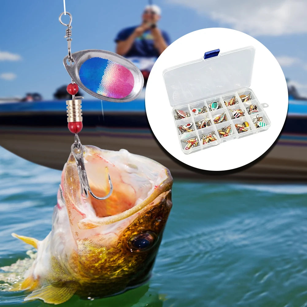 30pcs Metal Spoon Spinner Fishing Lure with Treble Hook Spoonbait Crankbaits Artificial Bait for Freshwater and Saltwater
