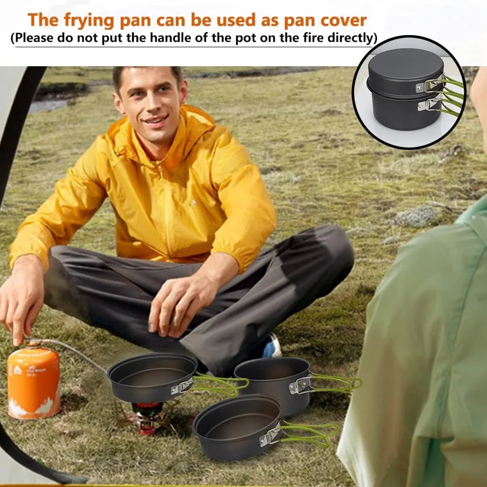 Non-Stick Camping Cookware Set - Lightweight, Portable 11-Piece Mess Kit with Pots, Pan, Bowls, and Storage Bag for Outdoor Hiking