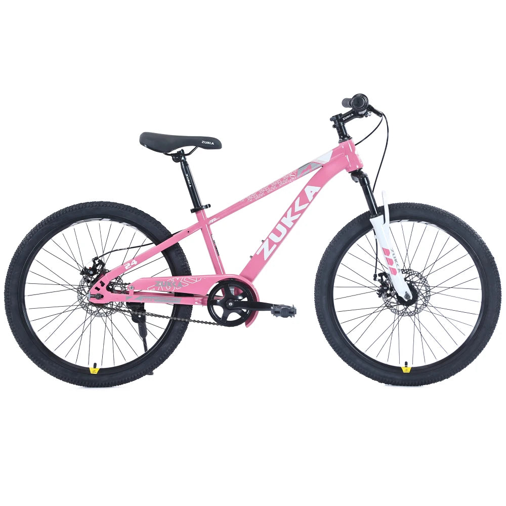 24 Inch Kids MTB Mountain Bike for Boys Girls Ages 9-12, Fit Height 56-66 Inches, Steel Frame Dual Disc Brake, Adjustable Seat Handlebar, Suspension Fork