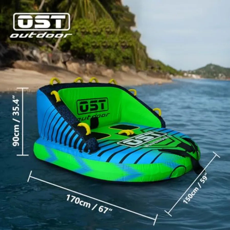 2-4 Person Towable Tubes for Boating Sofa Style Boat Tube Water Sports Inflatable Towables Tubes for Boats to Pull Dual Tow Poi