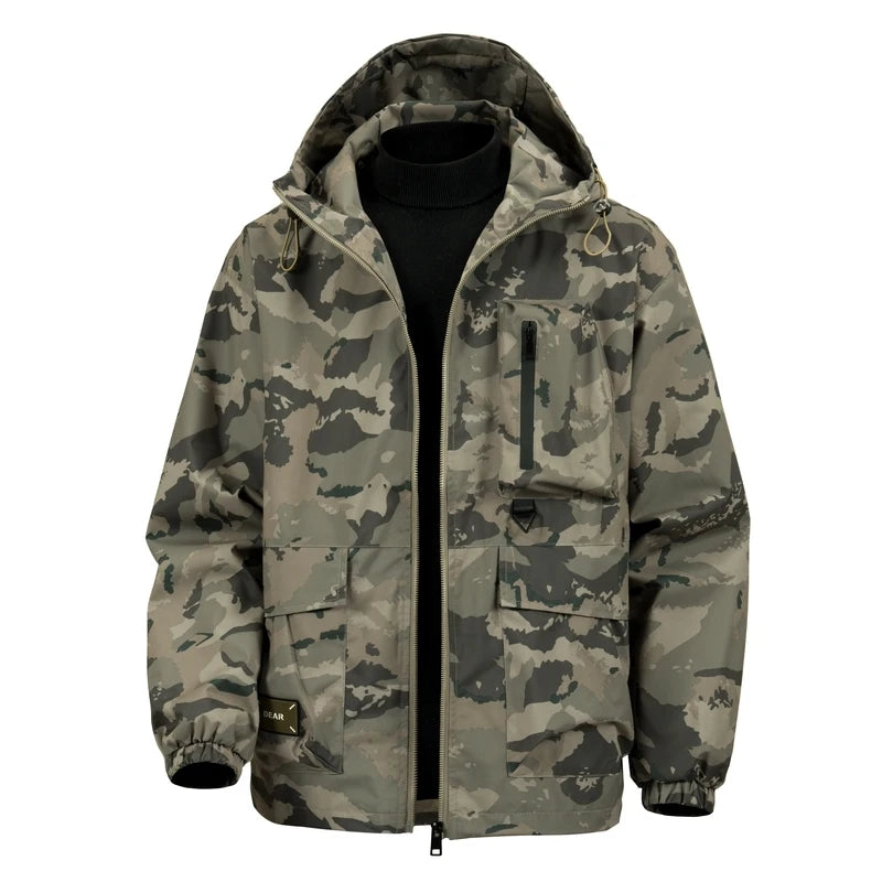 New Spring Autumn Jackets Men's Hooded Camouflage Jacket Fashion Waterproof Jacket Loose Mens Jackets Men's Tactical Jacket