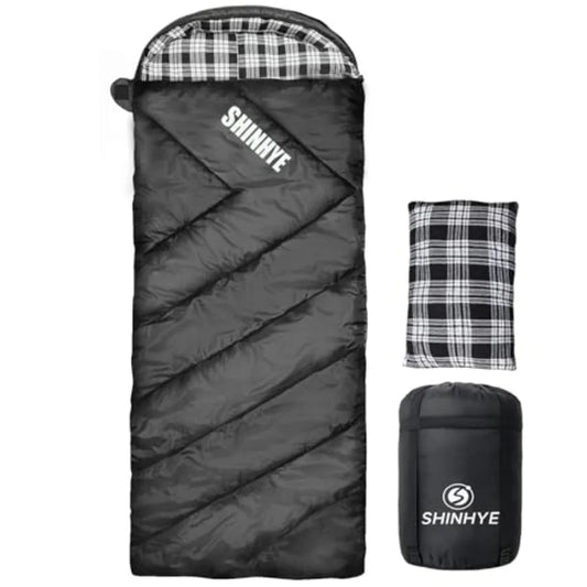 0 Degree Sleeping Bag for Adults - Cotton Flannel 4 Season Cold Weather Winter, XXL Big and Tall Camping Sleeping Bag with Comp
