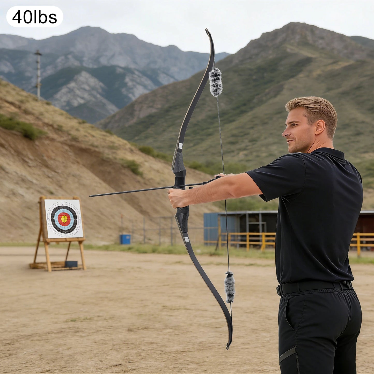 18.14kg/40lbs Takedown Recurve Bow, Wooden Recurve Bow, Recurve Bow Kit Used to Practice Basic Archery Posture, Aiming, and Release Techniques in a Backyard or at a Shooting Range