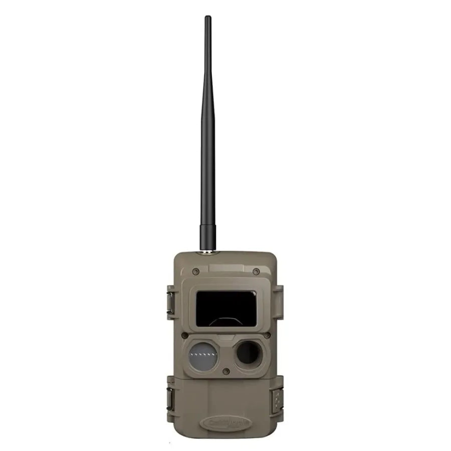 Long-range IR trail camera for wildlife monitoring, rugged ABS plastic body, black finish, 2-unit bundle with dual battery powe