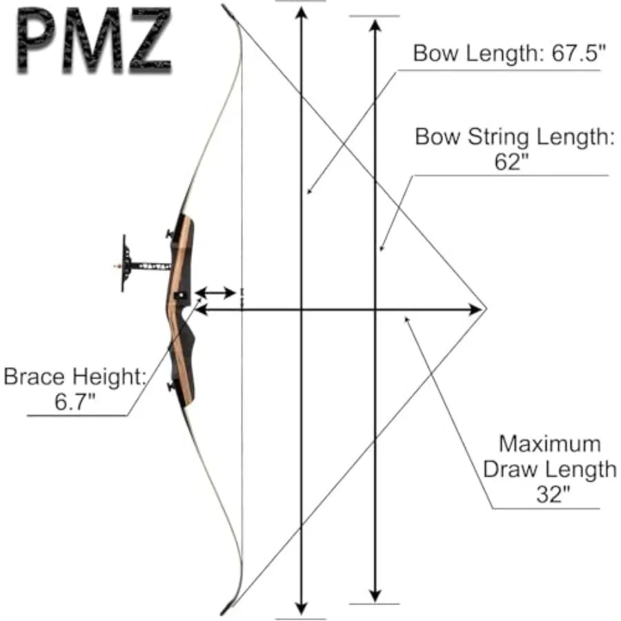 Recurve Bow and Arrow Set Professional Adults Archery Hunting Bow Kit 67.5'' Takedown Bow Ergonomic Design Right Hand 20-60lbs