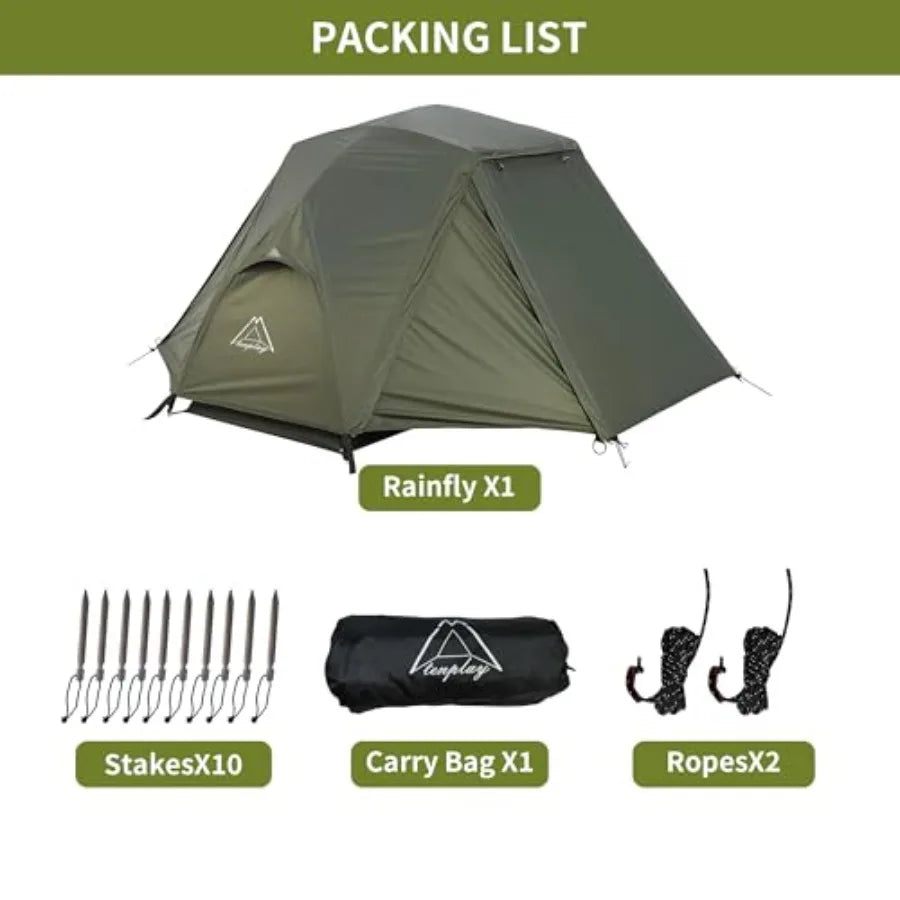 TENPLAY 1-Person Cot Tent Flysheet, Must be Used with Matching, Lightweight, Waterproof, Sun Protection, Nylon, Easy Setup, Exp