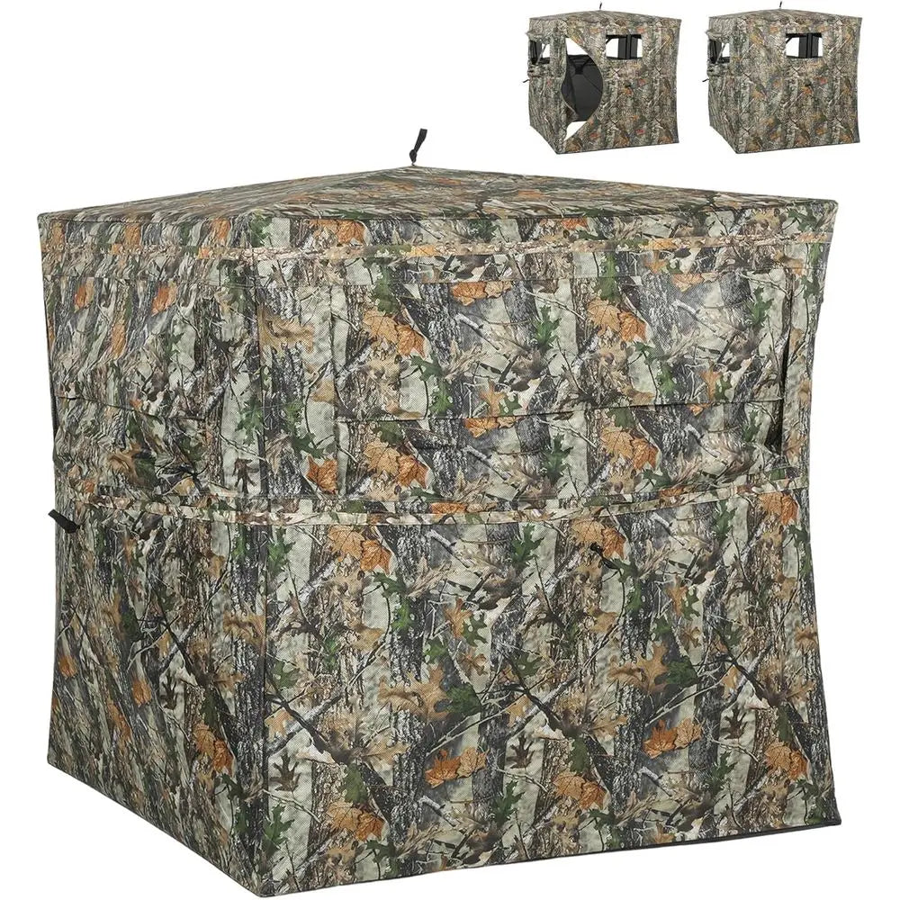 2-Person See-Through Hunting Blind with 270° Panoramic View, Waterproof & Windproof, Camouflage for Deer Hunting