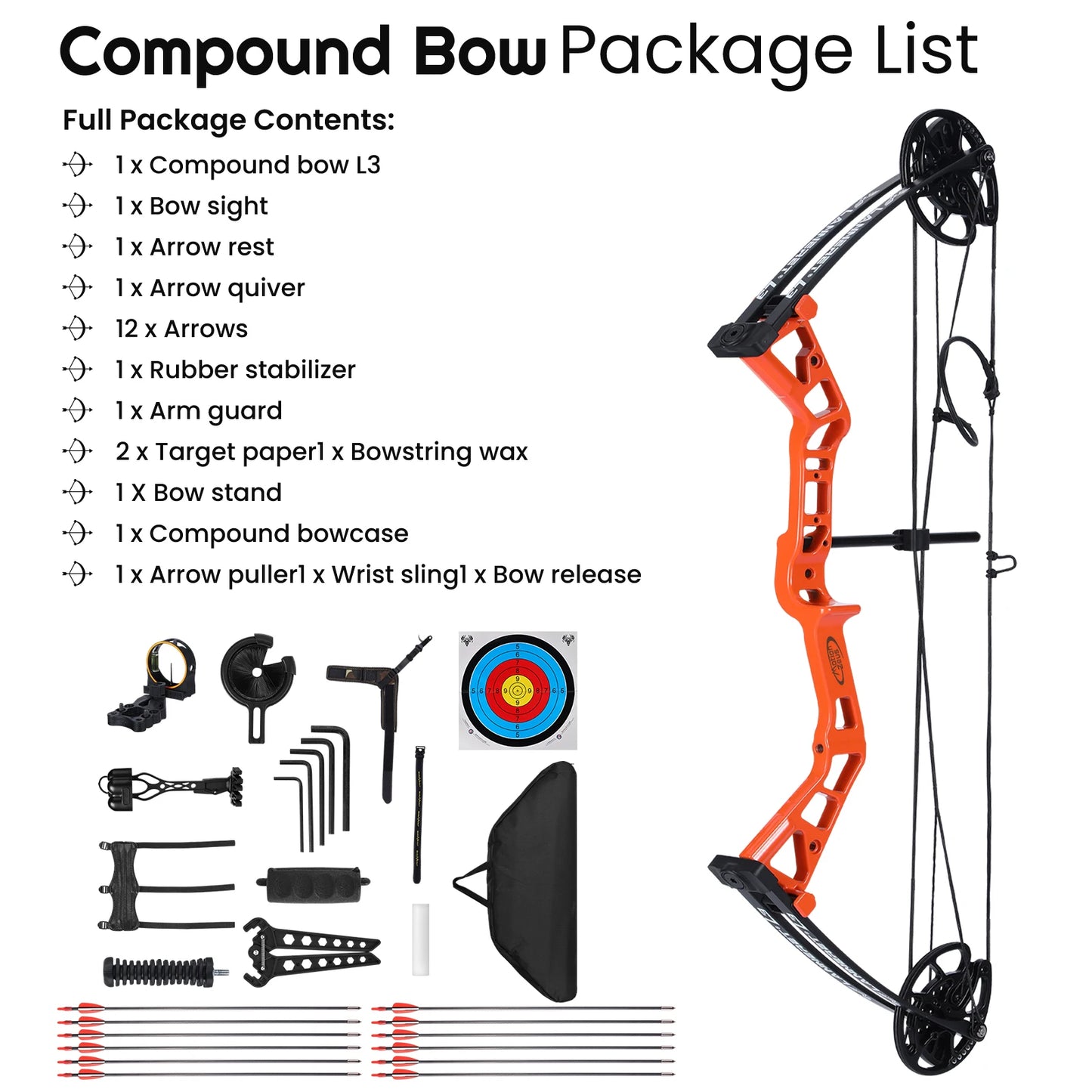 Junior Compound Bow Set for Youth, Kids, Beginners & Women, 10-40Lbs 16"-28" Adjustable Lightweight Hunting and Shooting Bow