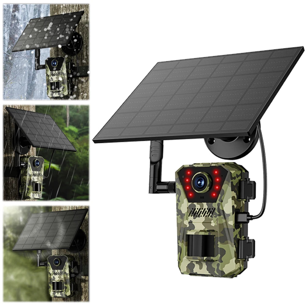 Solar Powered Infrared Outdoor Trail Camera Waterproof Game Wildlife Cam Live Video Game Camera for Outdoor Monitoring