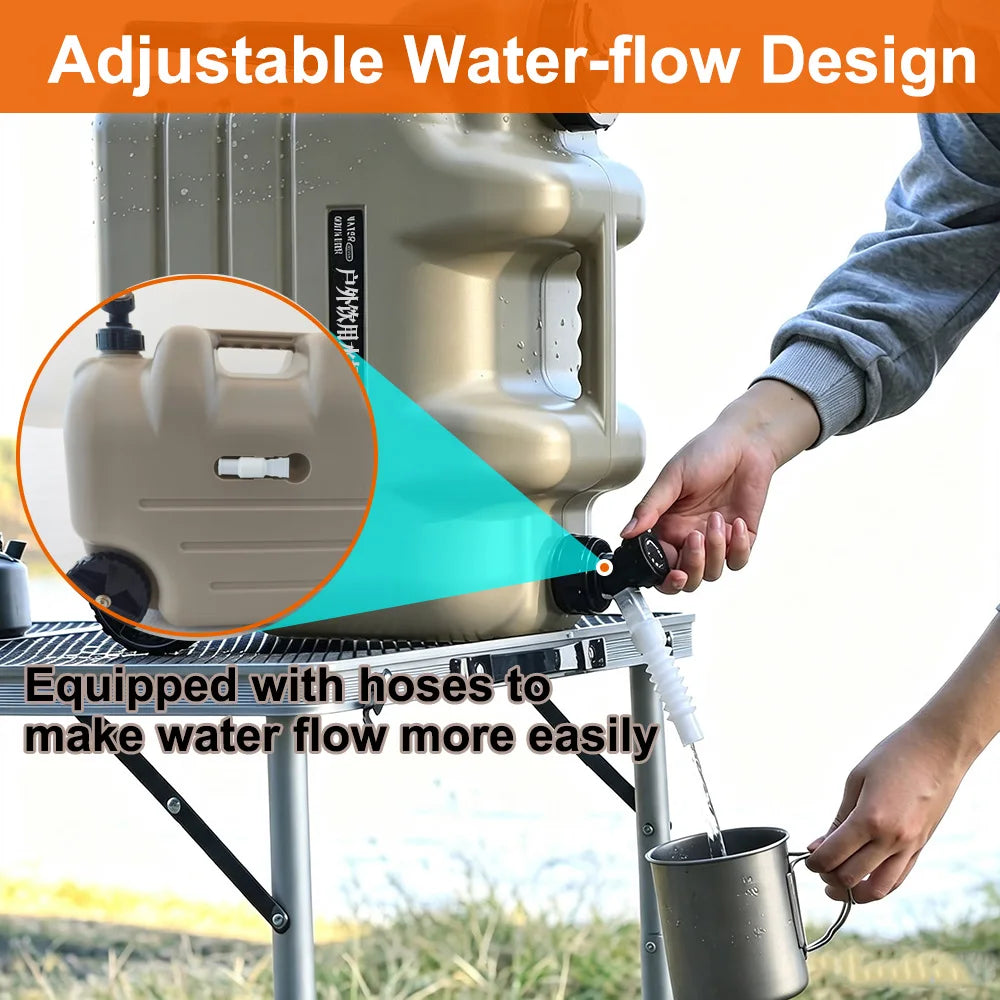 7.4 Gallon Water Container with Tap and Wheels – Large Water Storage Container, Portable PE Water Carrier with Handle & Faucet, Water Tank Barrel for Camping, Hiking, Fishing, Self-Driving Travel