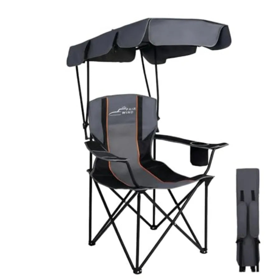 Portable Canopy Camping Chair 380 LBS Capacity Heavy Duty Oversized Folding Lawn Chair with Sunshade for Beach, Fishing, Sports