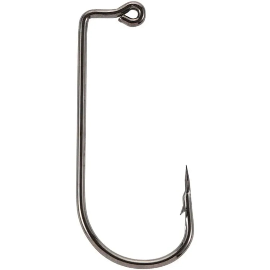Fishing hooks for saltwater use, carbon steel material, black color, 90-degree bent shank for secure bait attachment and enhanc