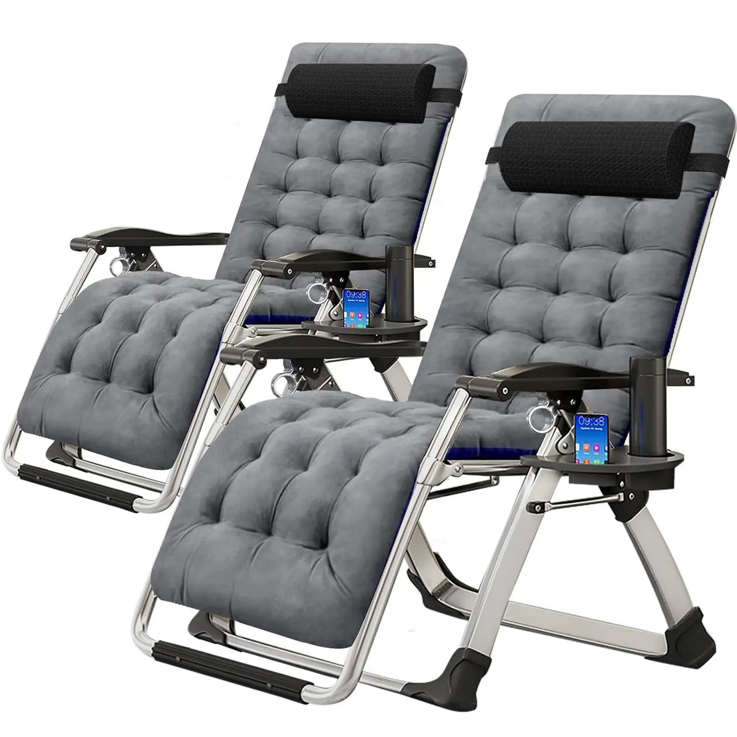 2 Pack Zero Gravity Chair, Outdoor Lounge Chairs Sun Loungers with Removable Cushion,Headrest,Cup Holder,Reclining, Customized