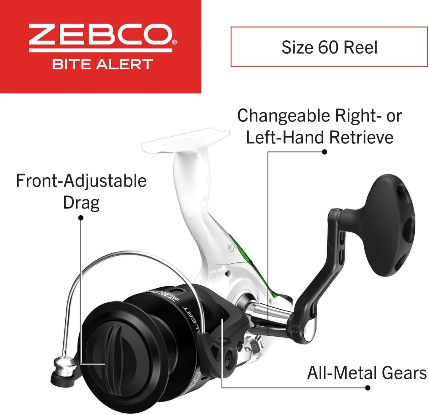 Spinning Reel & 2-Piece Fishing Rod Combo with Bite Alert - 7ft Medium-Heavy, Pre-Spooled