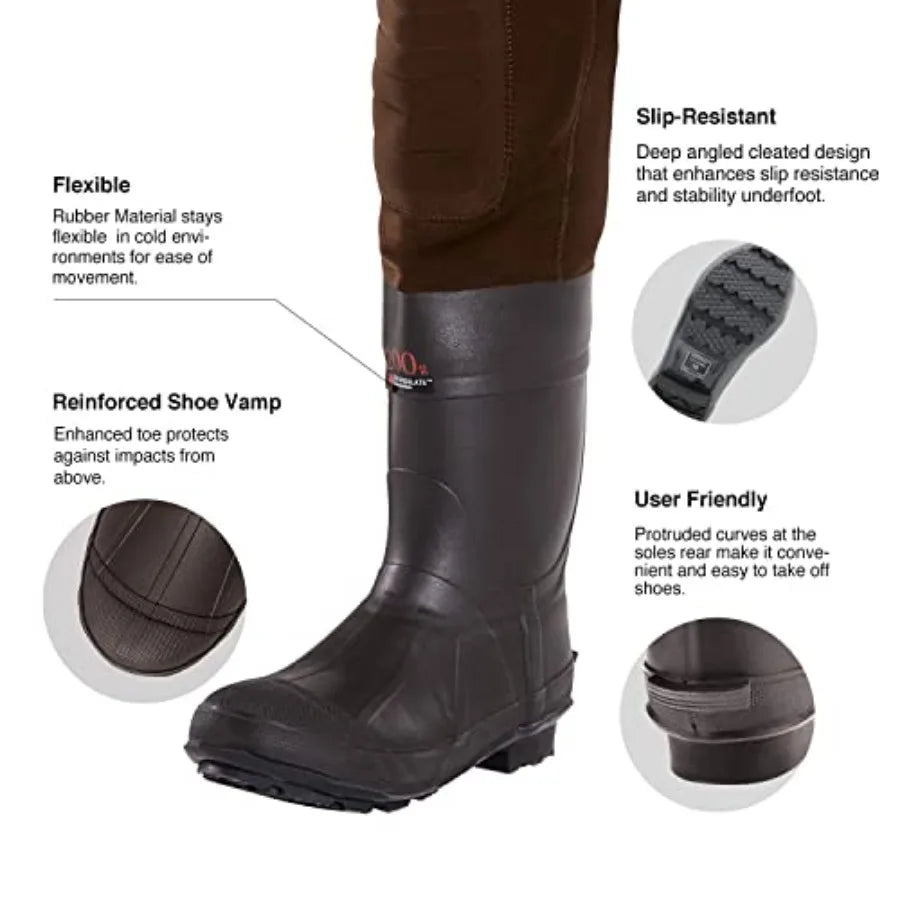 Neoprene Waders, Cleated Bootfoot Men Chest Waders, Waterproof Fishing and Hunting Neoprene Chest Waders
