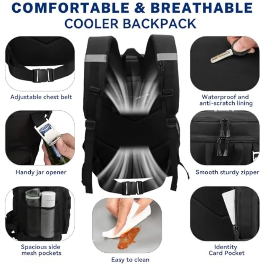 43L Cooler Backpack 45/55 Cans Insulated Leak Proof Tactical Backpack2 Insulated Comaprtments Thermal Bag Large Lunch Outdoor B