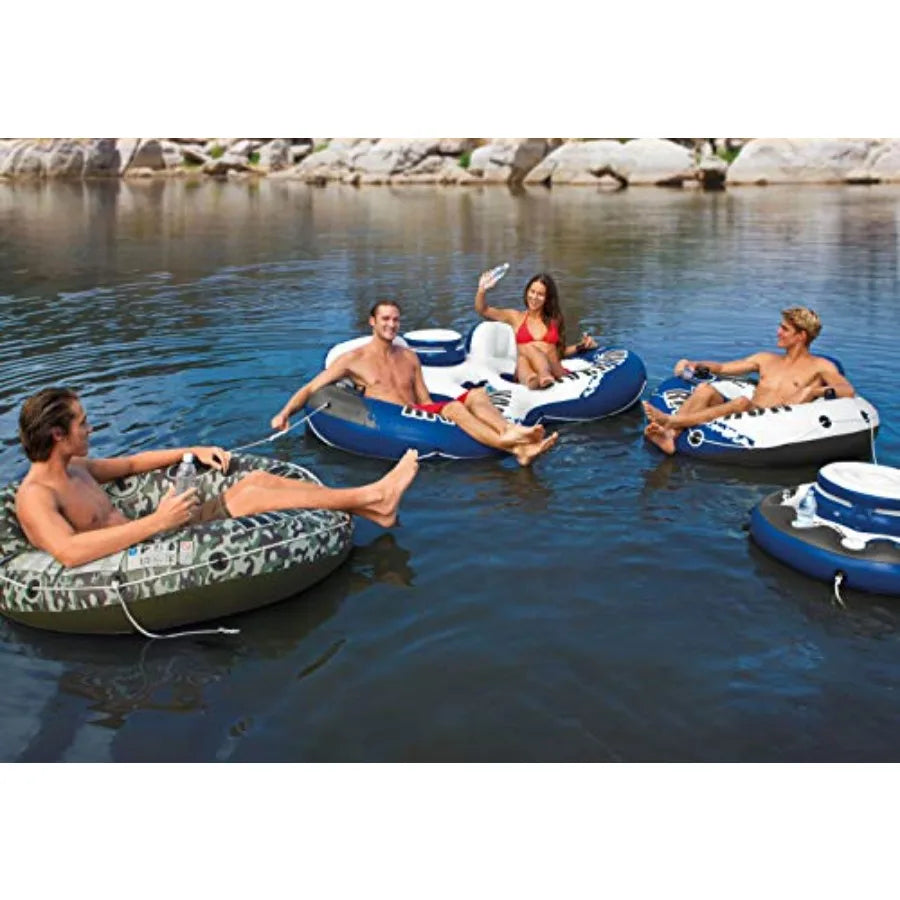 Inflatable Pool Tube Float Floating Lake Raft 3 Pack for Outdoor Water Recreation Durable PVC Material Blue Color Buoyant and C