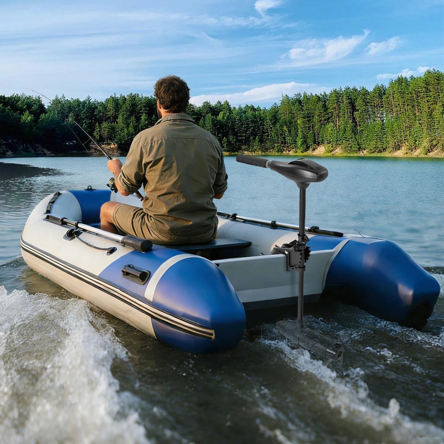 Electric Outboard Motor with Extendable Shaft 5 Forward Gears and 3 Reverse Gears Outboard Engine for Small Boats Within 9.84ft in Length and Weighing 1102 Pounds or Less