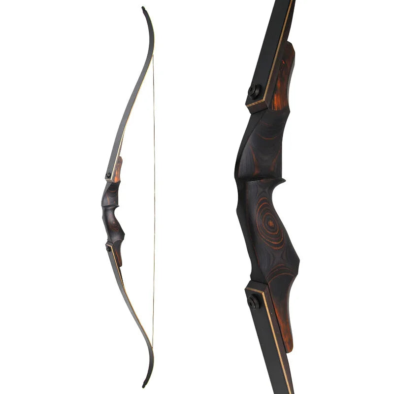 Hunting Recurve Bow 60" Takedown Archery Bow 25-60lbs Bamboo Laminated Limbs Wooden Riser Suitable for Right Hand Shooters