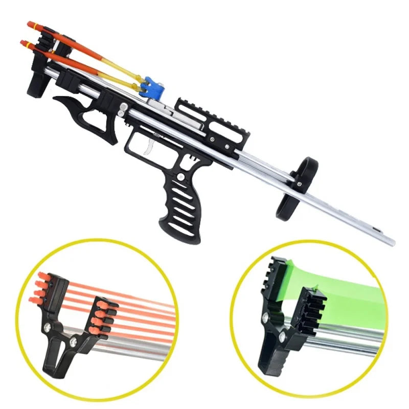 Powerful Slingshot Rifle For Adult  Hunting Catapult Mechanical Slingshot Portable Stretch Outdoor Long-Range Shooting With 5 Rubber Bands
