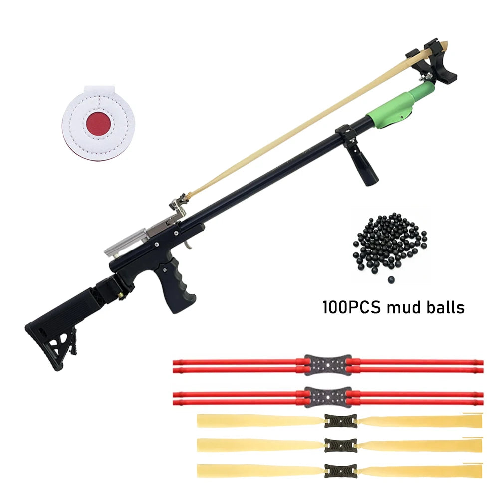 Powerful metal slingshot, trigger slingshot, outdoor hunting catapult, with folding telescopic shoulder support, a gift for men