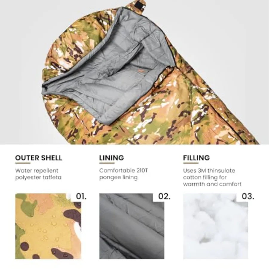 Light Patrol 4 Season Mummy Sleeping Bag 32°F Cold Weather Camping Bags for Camping Hiking Backpacking Survival Gear